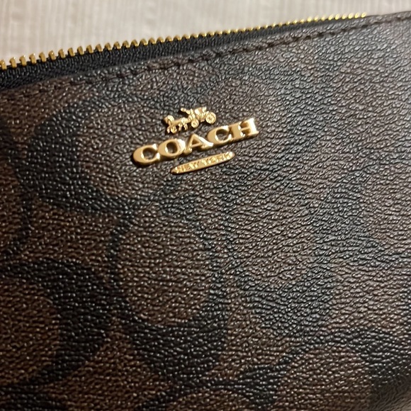Coach Wristlet Signature Monogram Classic Brown double Zipper wallet - Picture 8 of 11
